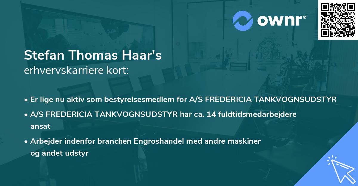 Stefan Thomas Haar's erhvervskarriere kort
