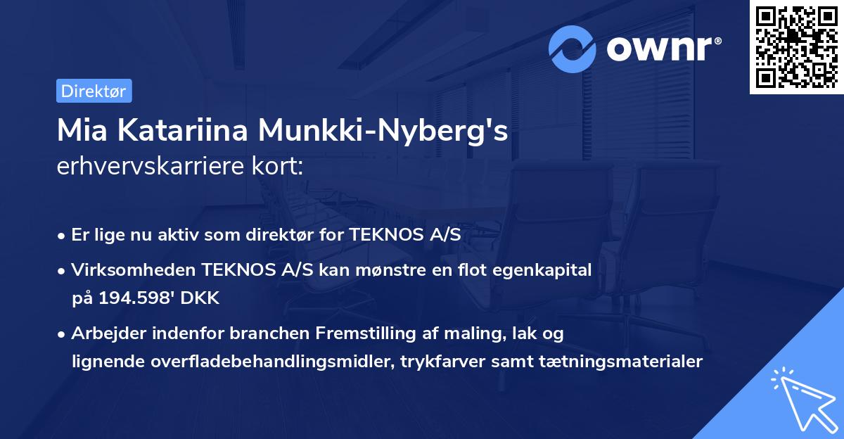 Mia Katariina Munkki-Nyberg's erhvervskarriere kort