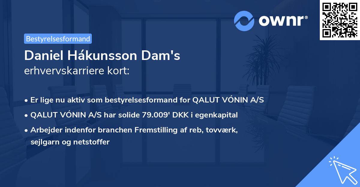 Daniel Hákunsson Dam's erhvervskarriere kort