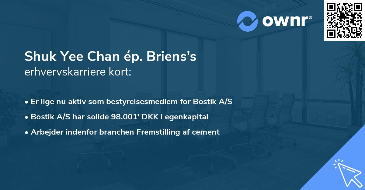 Shuk Yee Chan ép. Briens's erhvervskarriere kort