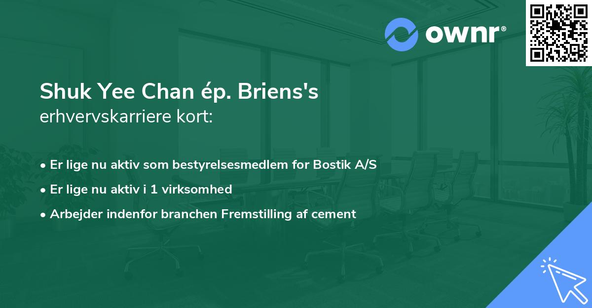 Shuk Yee Chan ép. Briens's erhvervskarriere kort