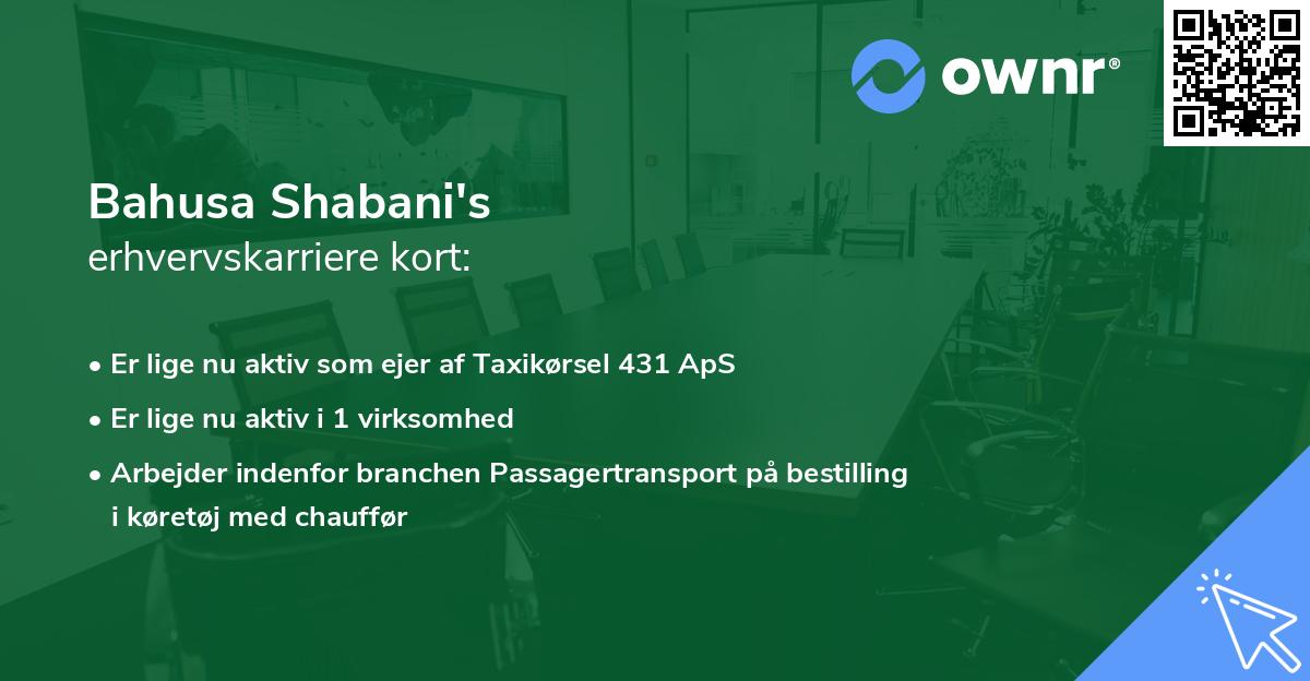 Bahusa Shabani's erhvervskarriere kort