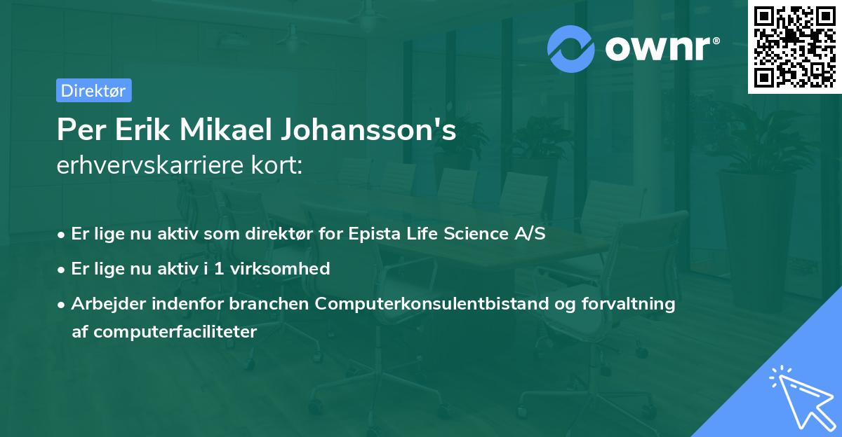 Per Erik Mikael Johansson's erhvervskarriere kort