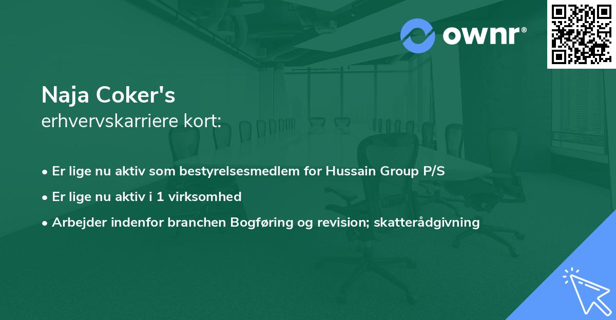 Naja Coker's erhvervskarriere kort