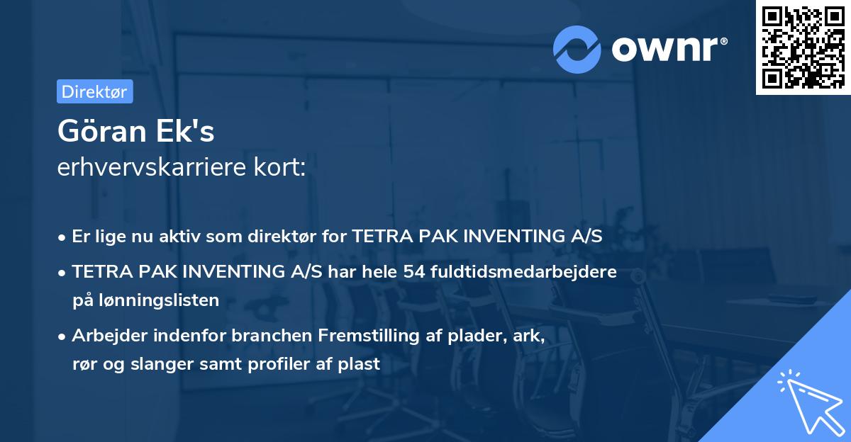 Göran Ek's erhvervskarriere kort