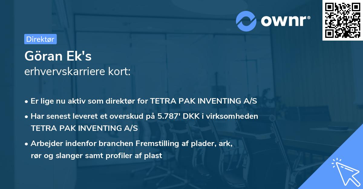 Göran Ek's erhvervskarriere kort