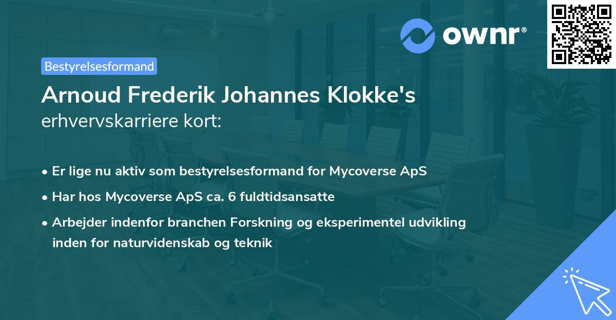 Arnoud Frederik Johannes Klokke's erhvervskarriere kort