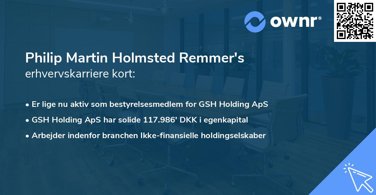 Philip Martin Holmsted Remmer's erhvervskarriere kort