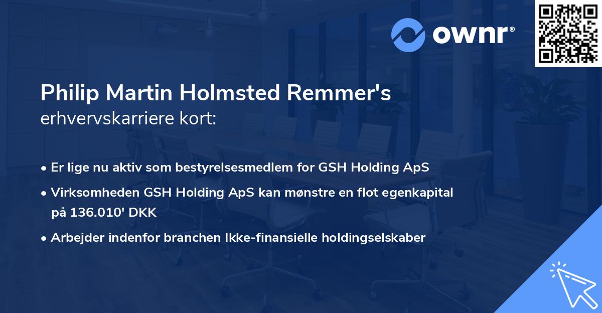 Philip Martin Holmsted Remmer's erhvervskarriere kort
