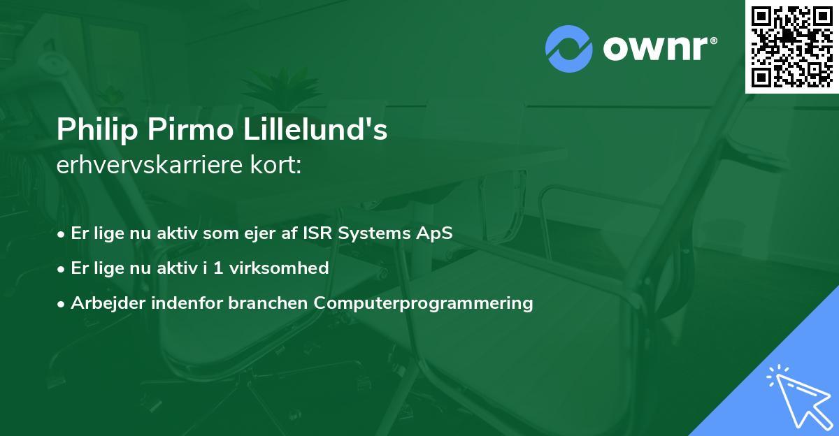 Philip Pirmo Lillelund's erhvervskarriere kort