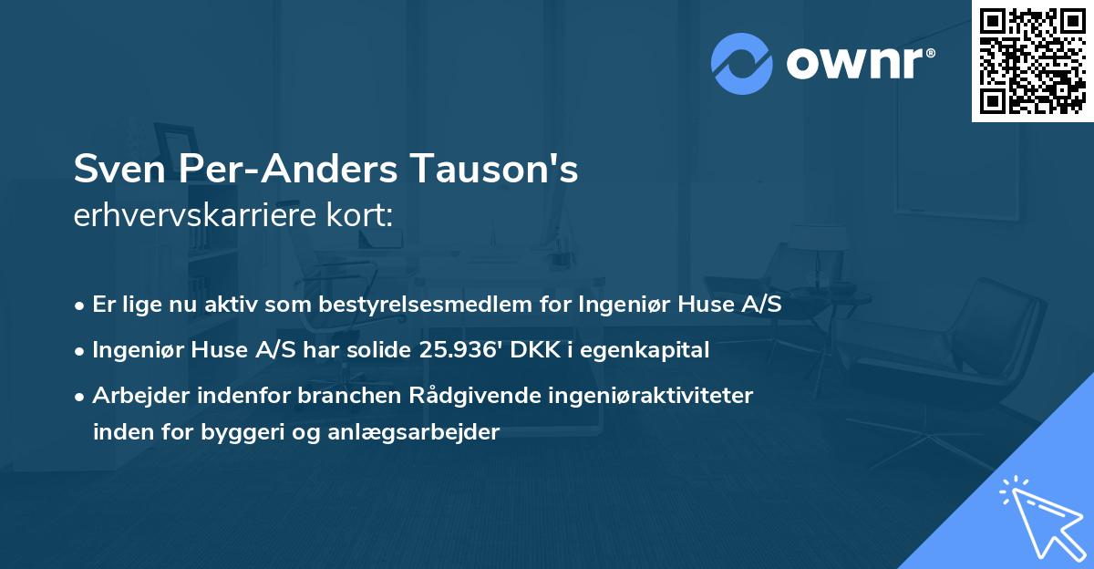 Sven Per-Anders Tauson's erhvervskarriere kort