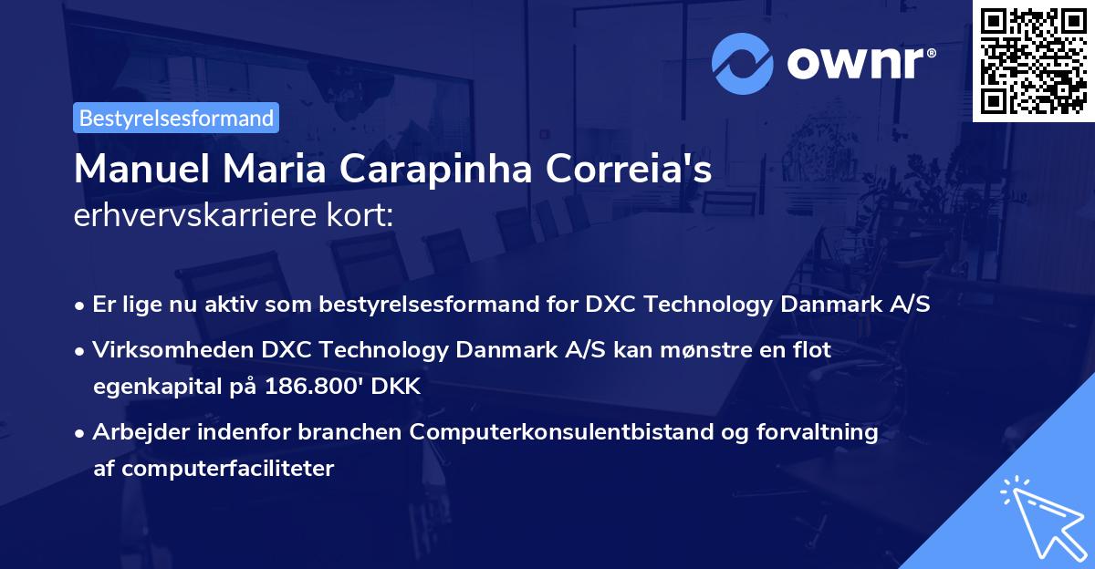 Manuel Maria Carapinha Correia's erhvervskarriere kort