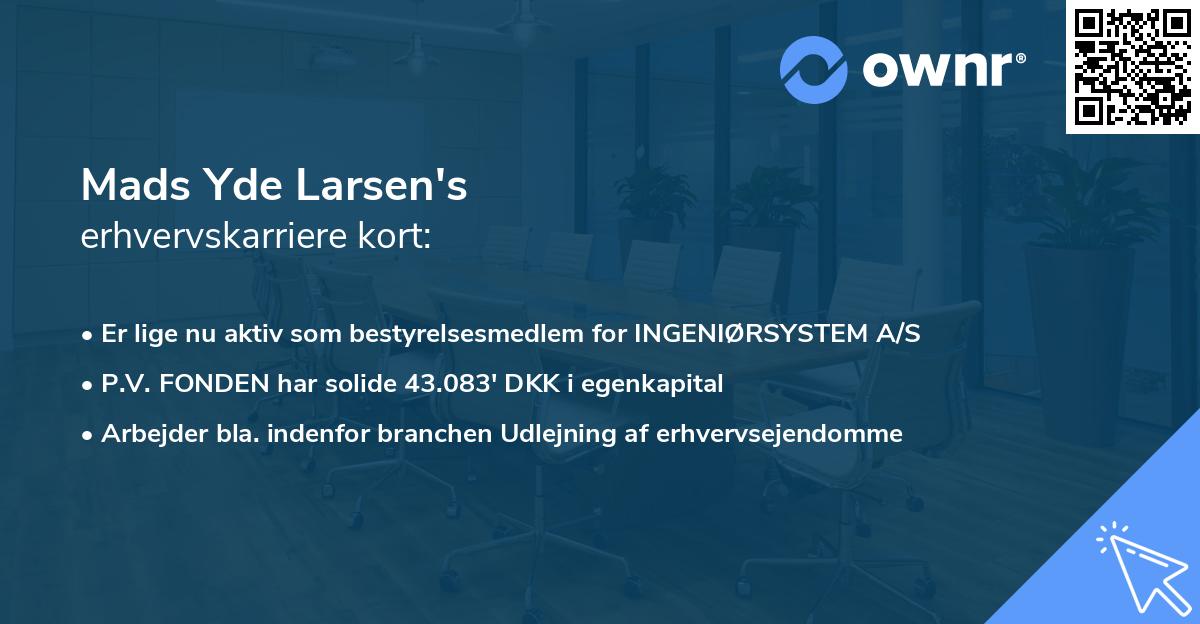 Mads Yde Larsen's erhvervskarriere kort