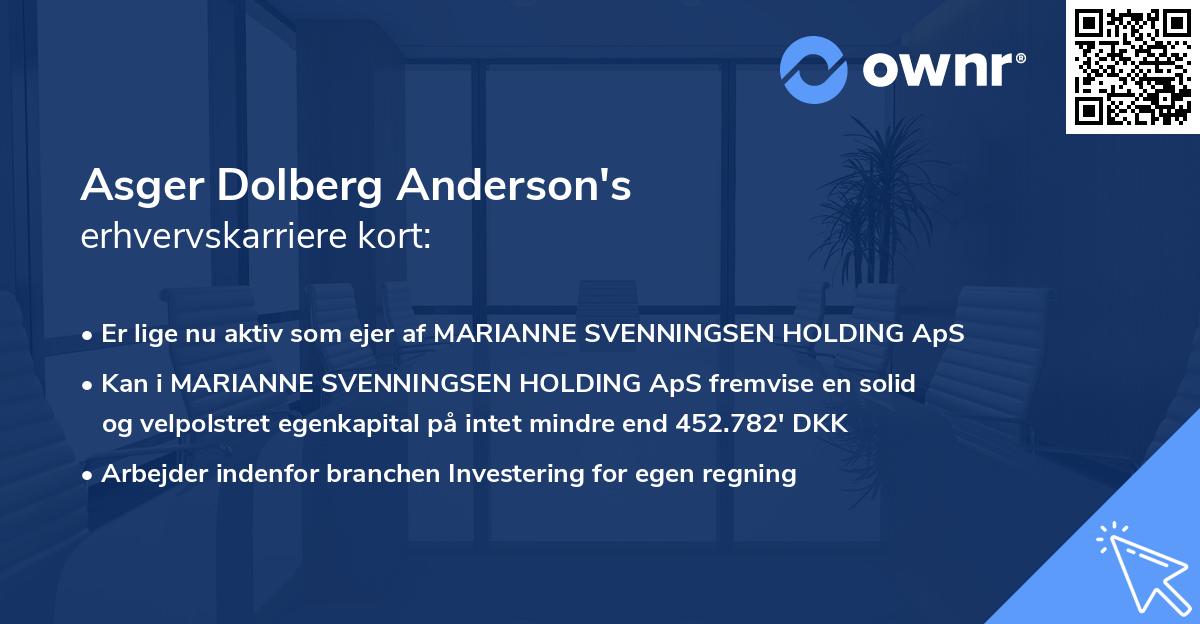 Asger Dolberg Anderson's erhvervskarriere kort