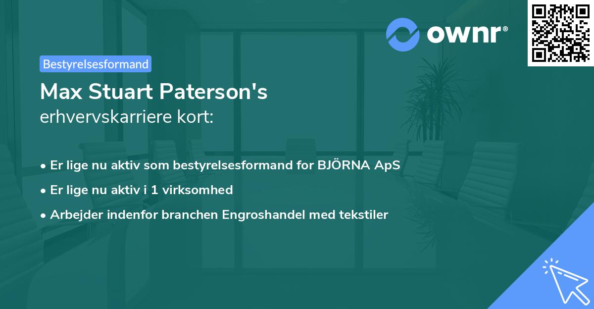Max Stuart Paterson's erhvervskarriere kort