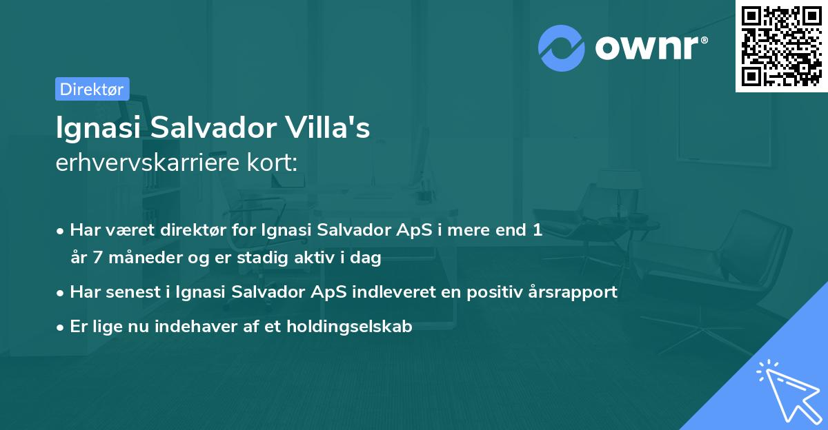 Ignasi Salvador Villa's erhvervskarriere kort