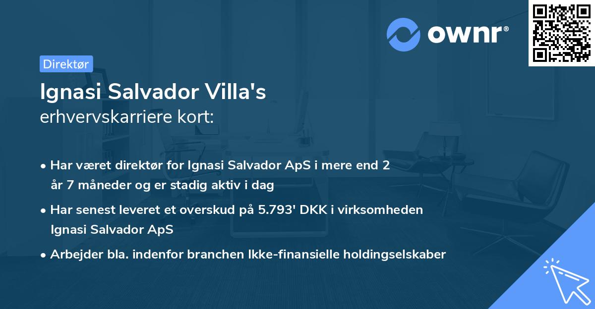 Ignasi Salvador Villa's erhvervskarriere kort