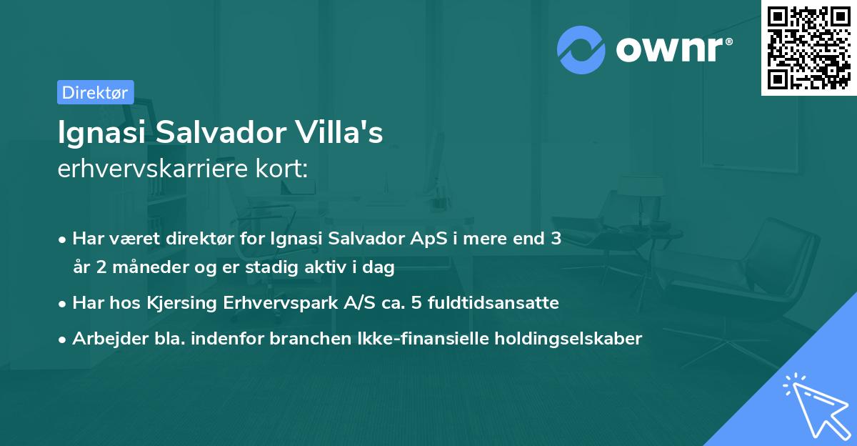 Ignasi Salvador Villa's erhvervskarriere kort