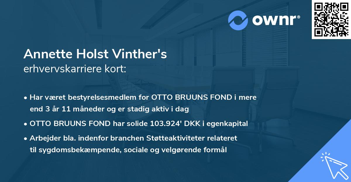 Annette Holst Vinther's erhvervskarriere kort