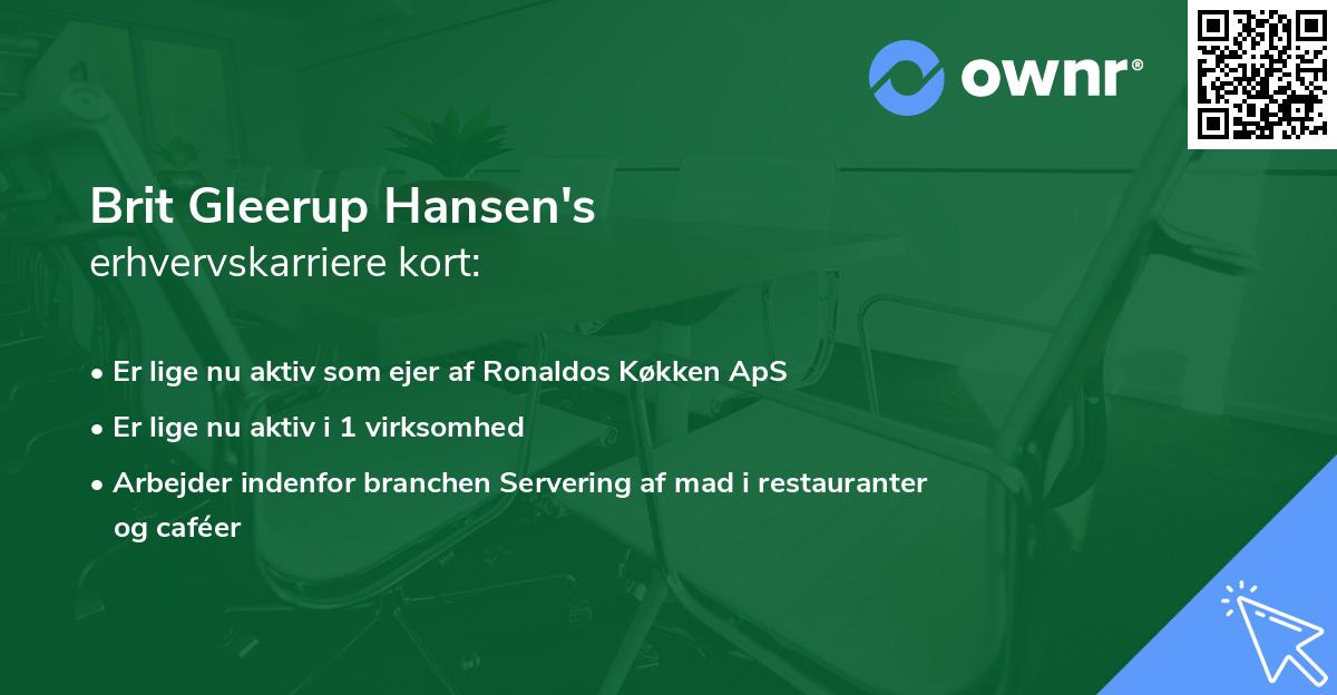 Brit Gleerup Hansen's erhvervskarriere kort