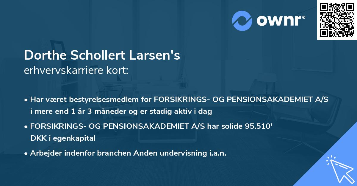 Dorthe Schollert Larsen's erhvervskarriere kort