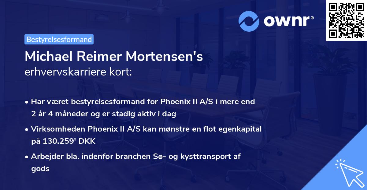 Michael Reimer Mortensen's erhvervskarriere kort
