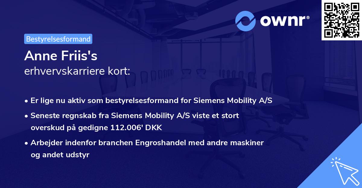 Anne Friis's erhvervskarriere kort