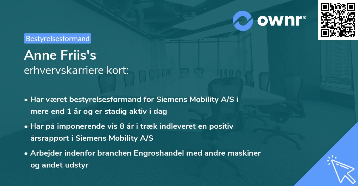 Anne Friis's erhvervskarriere kort