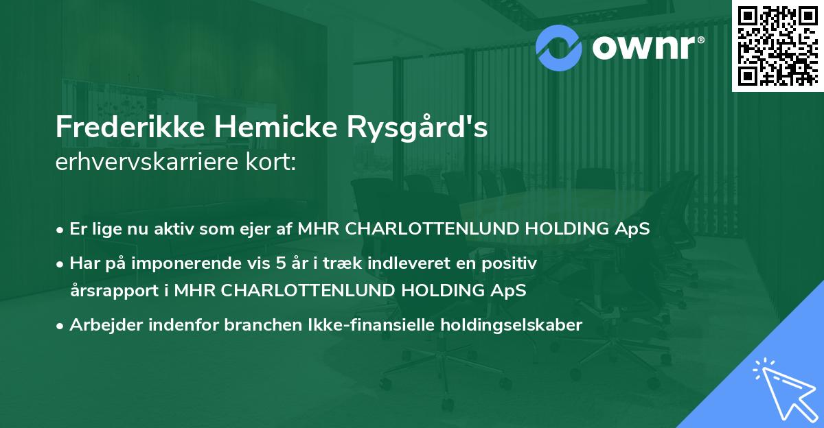 Frederikke Hemicke Rysgård's erhvervskarriere kort