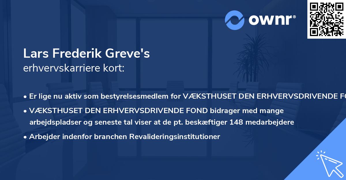 Lars Frederik Greve's erhvervskarriere kort