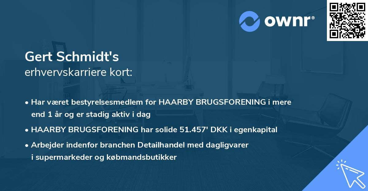 Gert Schmidt's erhvervskarriere kort