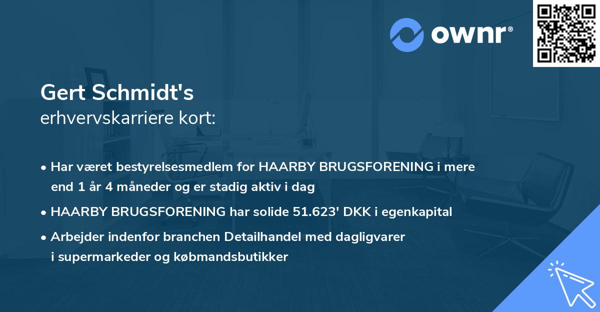 Gert Schmidt's erhvervskarriere kort