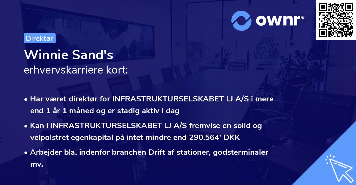 Winnie Sand's erhvervskarriere kort
