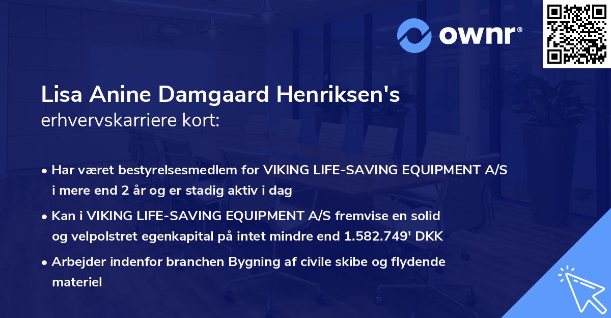 Lisa Anine Damgaard Henriksen's erhvervskarriere kort