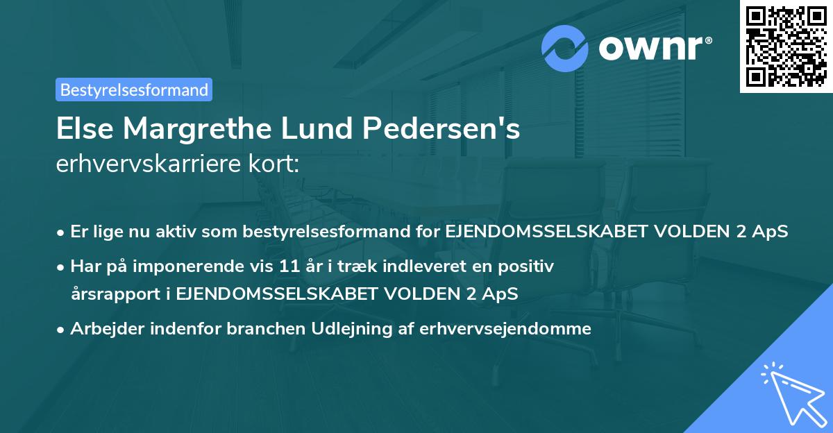 Else Margrethe Lund Pedersen's erhvervskarriere kort