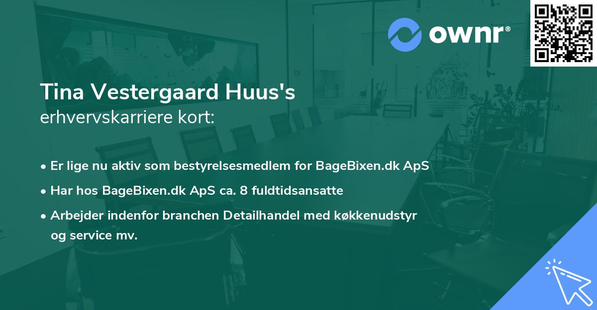 Tina Vestergaard Huus's erhvervskarriere kort
