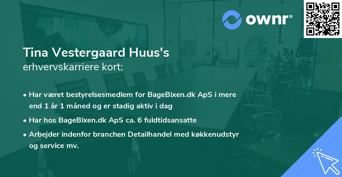 Tina Vestergaard Huus's erhvervskarriere kort