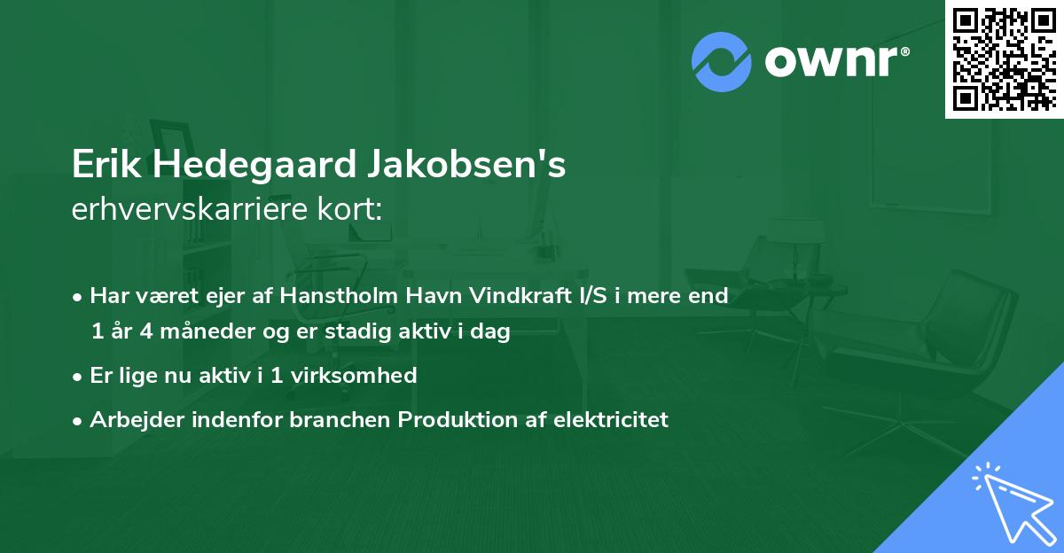 Erik Hedegaard Jakobsen's erhvervskarriere kort