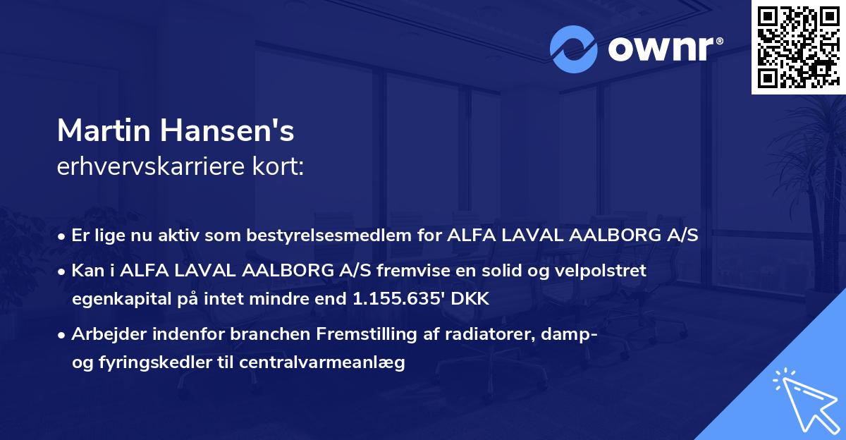 Martin Hansen's erhvervskarriere kort