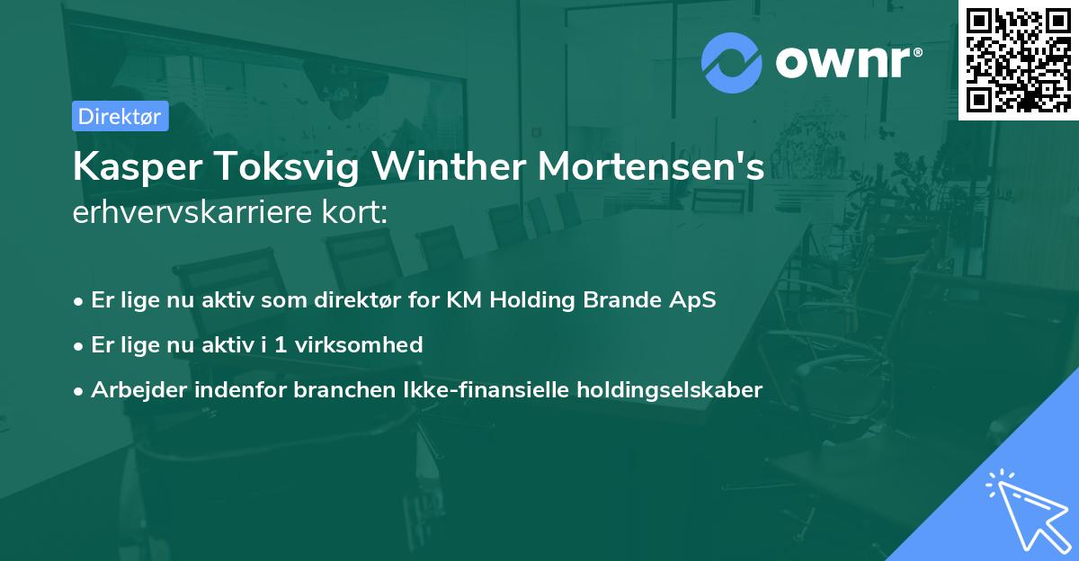 Kasper Toksvig Winther Mortensen's erhvervskarriere kort