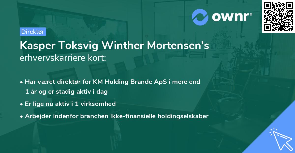 Kasper Toksvig Winther Mortensen's erhvervskarriere kort