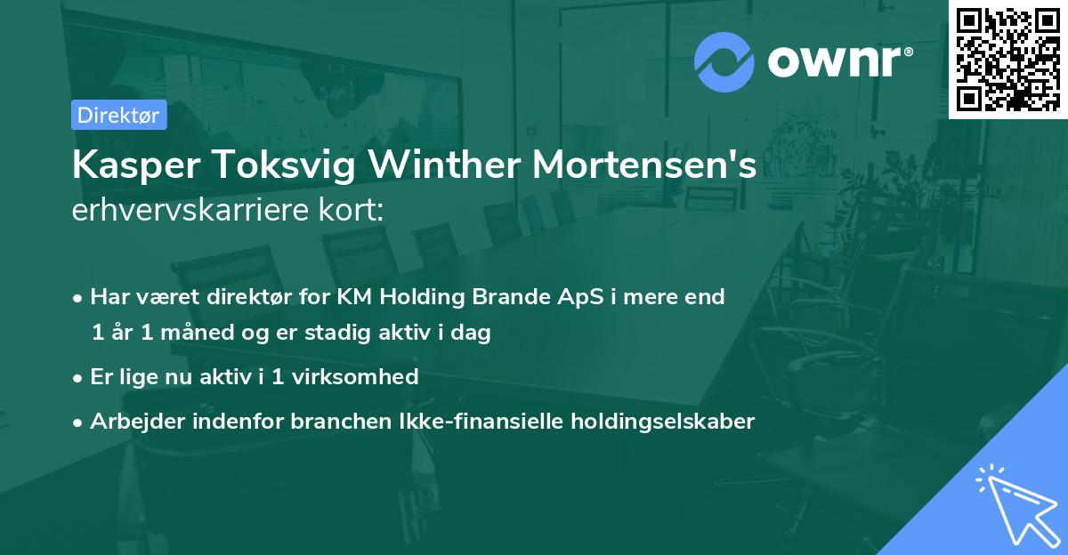 Kasper Toksvig Winther Mortensen's erhvervskarriere kort