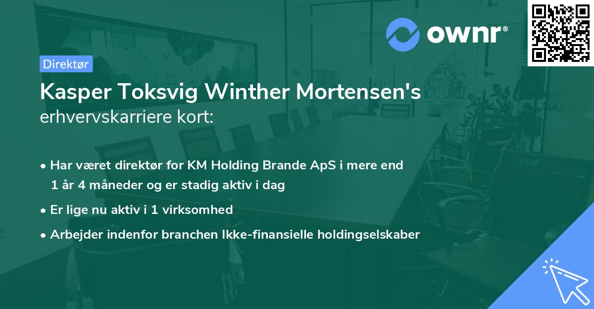Kasper Toksvig Winther Mortensen's erhvervskarriere kort