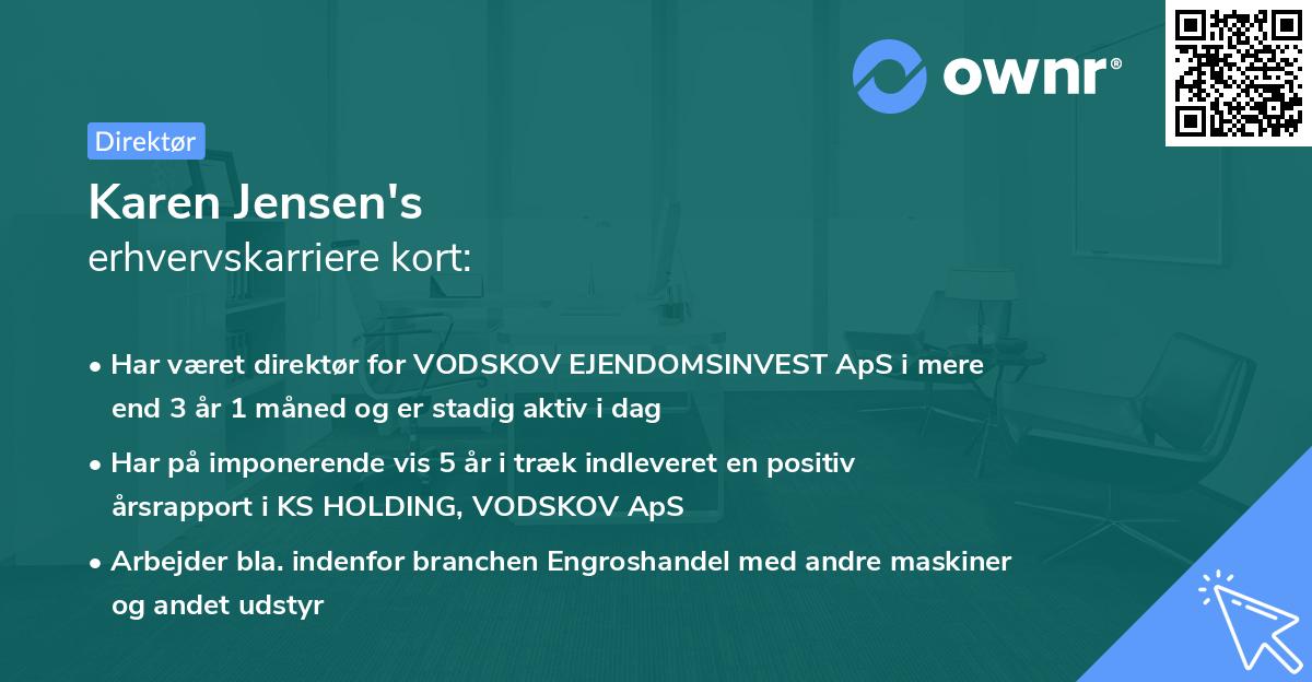Karen Jensen's erhvervskarriere kort