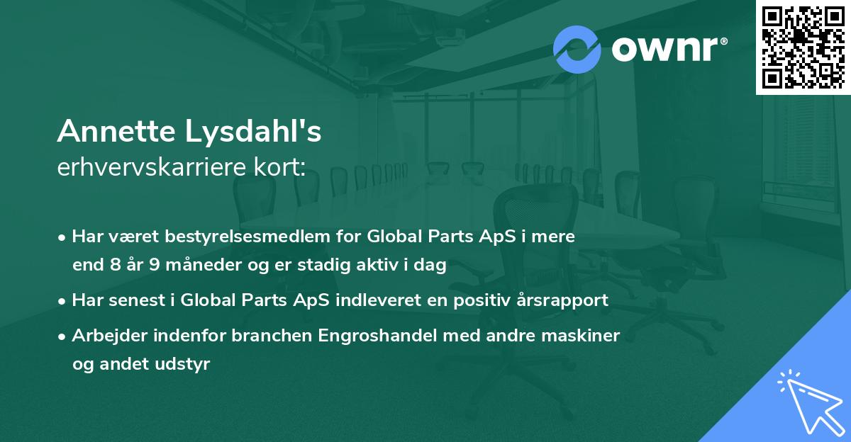 Annette Lysdahl's erhvervskarriere kort
