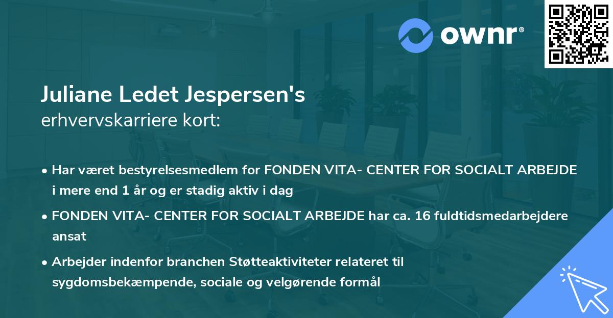 Juliane Ledet Jespersen's erhvervskarriere kort