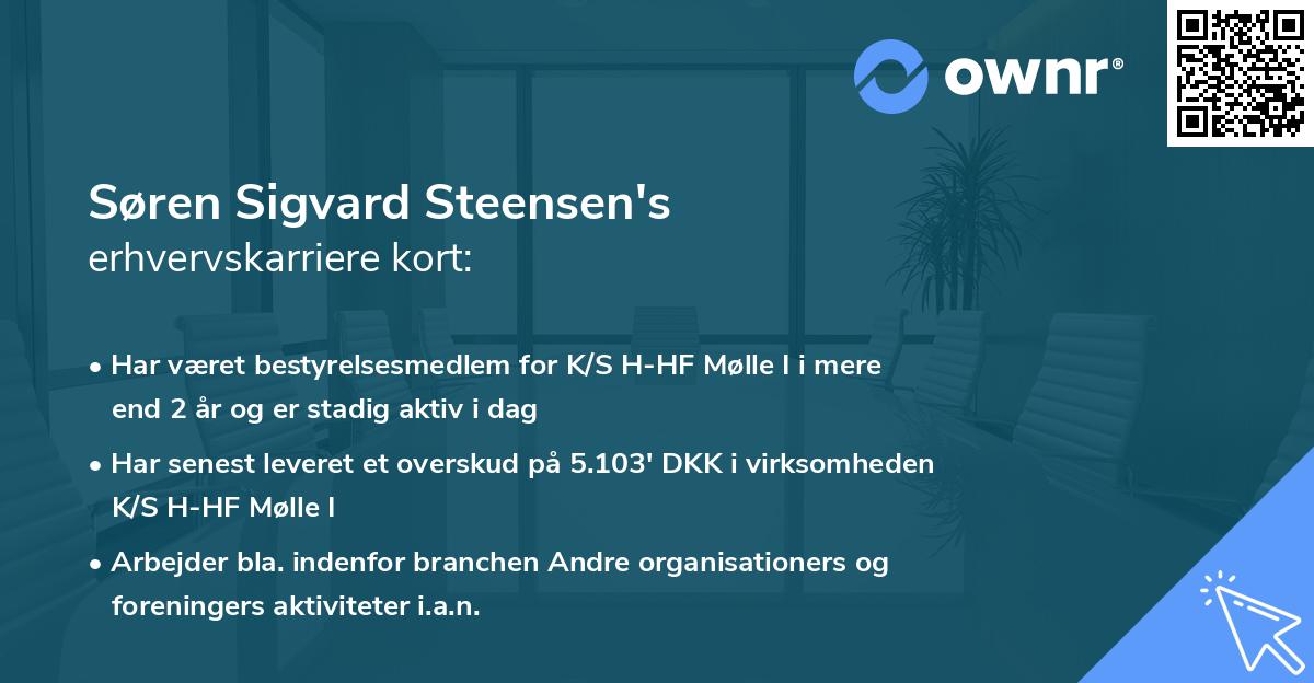 Søren Sigvard Steensen's erhvervskarriere kort