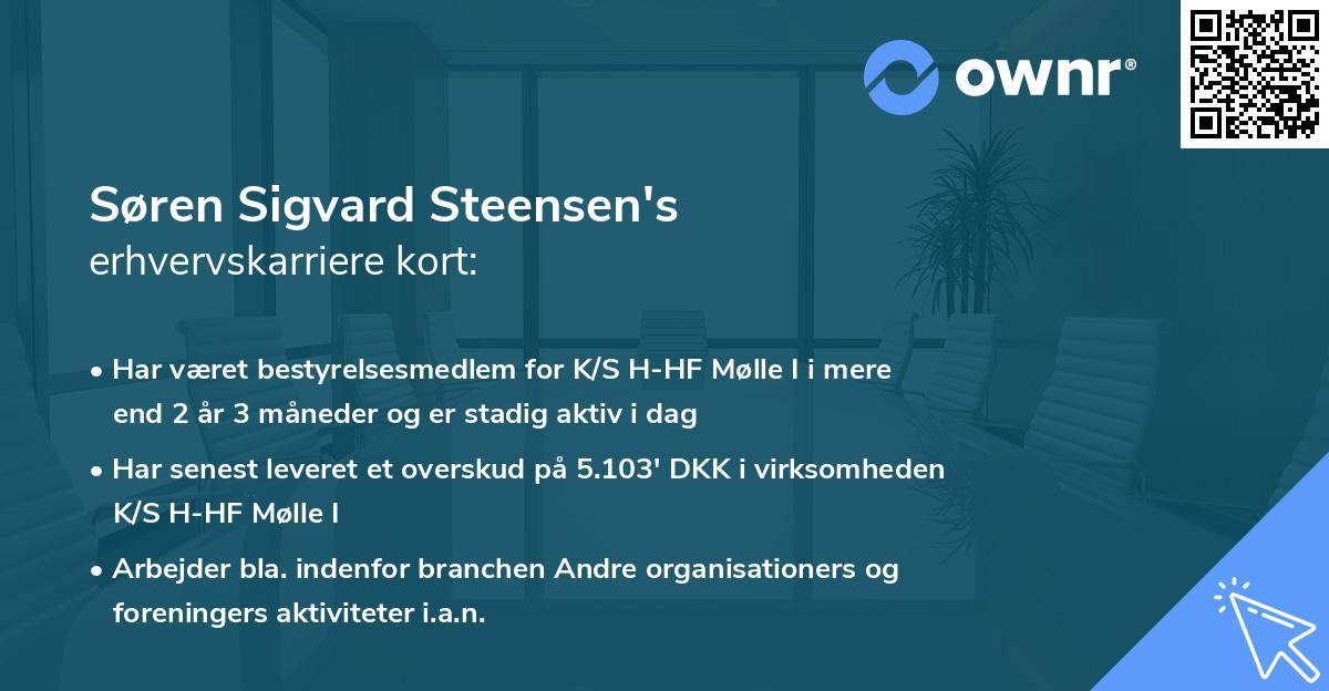 Søren Sigvard Steensen's erhvervskarriere kort