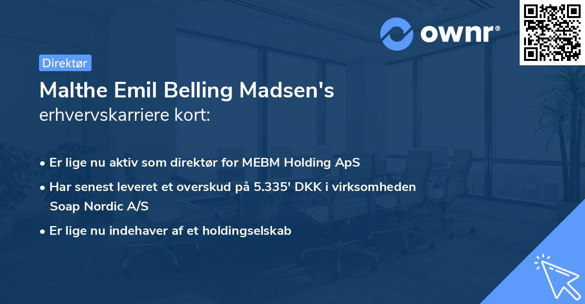 Malthe Emil Belling Madsen's erhvervskarriere kort