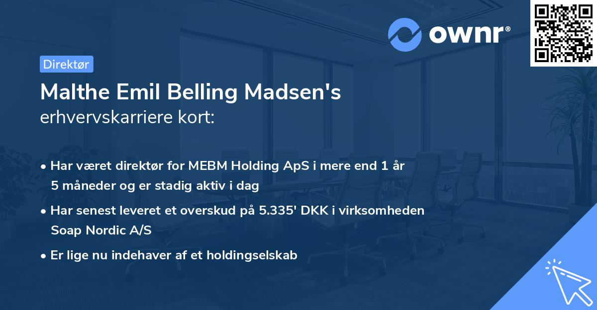 Malthe Emil Belling Madsen's erhvervskarriere kort